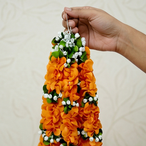 Guirnalda de Flores Artificiales de Naranja con Campanas Doradas, Decoración Colgante para Bodas, Festivales, Hogar y Templo - Product Image 2