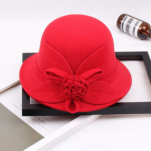 Fufan <span class=keywords><strong>2022</strong></span> <span class=keywords><strong>Otoño</strong></span> Invierno lana señoras casual ala ancha Top flor cúpula moda sombrero al por mayor - Product Image 3