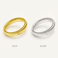 18K Vergoldete Edelstahl Trendige Paarringe Geometrisches Katzenauge Wellenmuster Graviert Wasserdicht Nicht Verblassend Unisex Alltagsschmuck