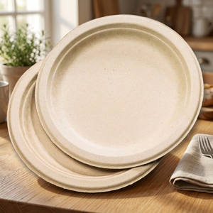 Assiettes en papier jetables rondes très résistantes, résistantes à l'huile et à l'humidité, vaisselle de service alimentaire pour hamburgers, pâtes, pizzas, repas - Product Image 3