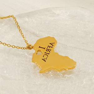 Zogxin Africa <b>Map</b> Necklace 18K Gold Plated Stainless Steel Pendant Unisex Fashion Jewelry Gift - Product Image 4