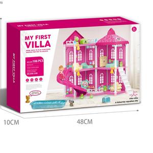 Kunststoff Schloss Baustein Ziegel Konstruieren Spielzeug Diy große Puppe Haus Kit rosa Spielzeug Baby puppe für Kinder - Product Image 5
