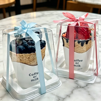 Boîte à cornets de crème glacée avec couvercle et base personnalisés, boîte d'emballage de dessert en plastique transparente de luxe en deux parties