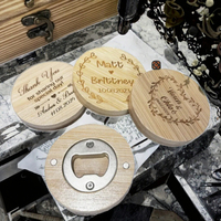 Ensemble d'ouvre-bouteille magnétique pour bouteille de bière en bois de bambou personnalisable Porte-clés pour réfrigérateur pour cadeaux de mariage et décorations d'invités