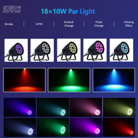 Projecteur LED PAR Dimmable 18*10W RGBW à Boîtier en Aluminium Durable, Modèle Privé, DMX/Activé par le Son, Ra80, pour DJ, Discothèque, Fête, Concert