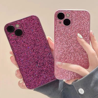 Coque de téléphone coréenne pas chère faite à la main avec strass 3D scintillants et protection d'objectif pour Samsung A33 S23 21