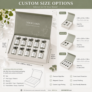 Caja de embalaje para medicamentos personalizada (2/3/10ml) con cierre magnético y revestimiento de EVA, adecuada para esencia líquida y polvo de péptidos. - Product Image 2