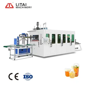 Full Automatic 4 Pillar Vertical Disposable Plastic Water Cup Thermoforming Machine For Pp Ps Pet Pvc Plastic Sheet Make