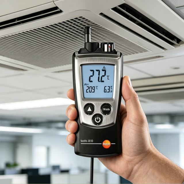 Testo 810 Dual Channel Infrared Thermometer, Simultaneously Measure Surface & Air Temperature, Compact HVAC Temperature Detector