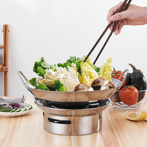 Caldero de acero inoxidable extra grueso, olla redonda para cocinar con estufa de alcohol - Product Image 2