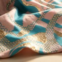Kain Brokat Jacquard Afrika Abstrak Metalik 100% Poliester Anti Kusut 150-200gsm untuk Pakaian Anak Perempuan & Kerajinan Gaun
