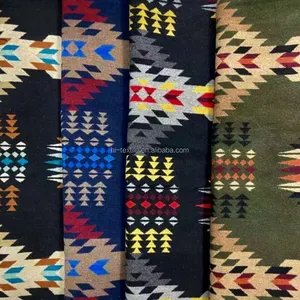 Nhà Máy Aztec Sợi Nhuộm Vải Len Mô Hình Hình Học Độc Đáo Navajo Thiết Kế Jacquard Cho Áo Khoác May Cappa Shawl