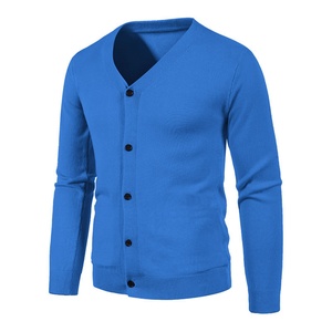 Colección Otoño Invierno ODM, Cárdigan de Lana Casual para Hombre, Talla Grande, Cuello en V, Color Sólido, Abrigo Ajustado con Botones Bordados - Product Image 6