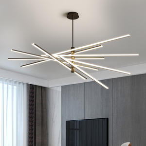 Nouveau lustre LED long en forme de bande dorée, luminaire de plafond, <span class=keywords><strong>suspension</strong></span> Sputnik, lumières pendantes en forme de feu d'artifice pour chambre à coucher - Product Image 4