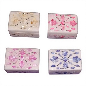 Boîte en marbre incrustée de nacre, design unique, produit de qualité supérieure, article artisanal de première qualité, idéale pour le rangement de bijoux, cadeau. - Product Image 1