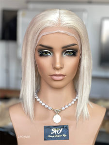 Perruques médicales en silicone personnalisées SHY HAIR, 100% cheveux vierges européens, lisses, blondes, 60A, sans colle, transparentes pour la dentelle, pour l'alopécie - Product Image 3