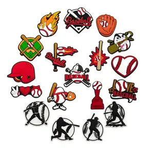 New Arrival Baseball Team clog Charms Sports Shoe Charms Soft rubber Pvc clog Charms for Kids and adults clog Clog