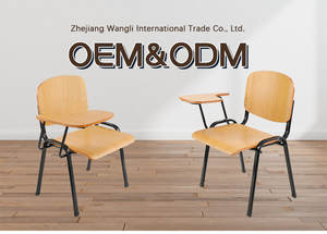 Tablette empilable chaise en bois chaise de conférence avec tablette d'écriture équipement de mobilier scolaire chaise d'étudiant avec bloc-notes - Product Image 3