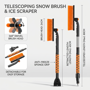 Spazzola per Neve 3 in 1 Retrattile per Auto, Raschietto per Ghiaccio, Pala Portatile per Parabrezza di Auto, SUV <span class=keywords><strong>e</strong></span> <span class=keywords><strong>Camion</strong></span> - Product Image 1