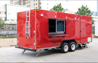 Camion de restauration mobile en aluminium de 24 pieds, entièrement équipé d'une cuisine complète, pour pizzas, glaces, hot-dogs et autres plats rapides.