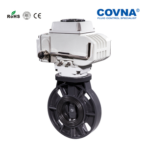 วาล์วผีเสื้อพลาสติก PVC พร้อมตัวกระตุ้นไฟฟ้าแบบหมุน 24V DC แบบหน้าแปลนคู่ ขนาด DN200 8 นิ้ว ซีลยาง EPDM สำหรับคำสั่งซื้อเร่งด่วน COVNA - Product Image 4