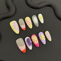 Ongles artificiels en acrylique de haute qualité, faits à la main, ongles de luxe, couleur unie, manucure, ongles à presser réutilisables