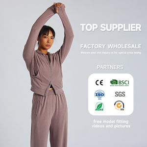 Luckpanther <strong>Zip</strong> <strong>up</strong> Sleeve Sports Jacket With Side Pocket Slim Fitness <strong>Hoodie</strong> Double Zipper Design Workout Yoga Jackets - Product Image 6