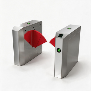 Barrière à double aile battante certifiée CE en acier inoxydable anti-pincement avec lecteur biométrique RFID pour accès en usine et zones panoramiques - Product Image 1