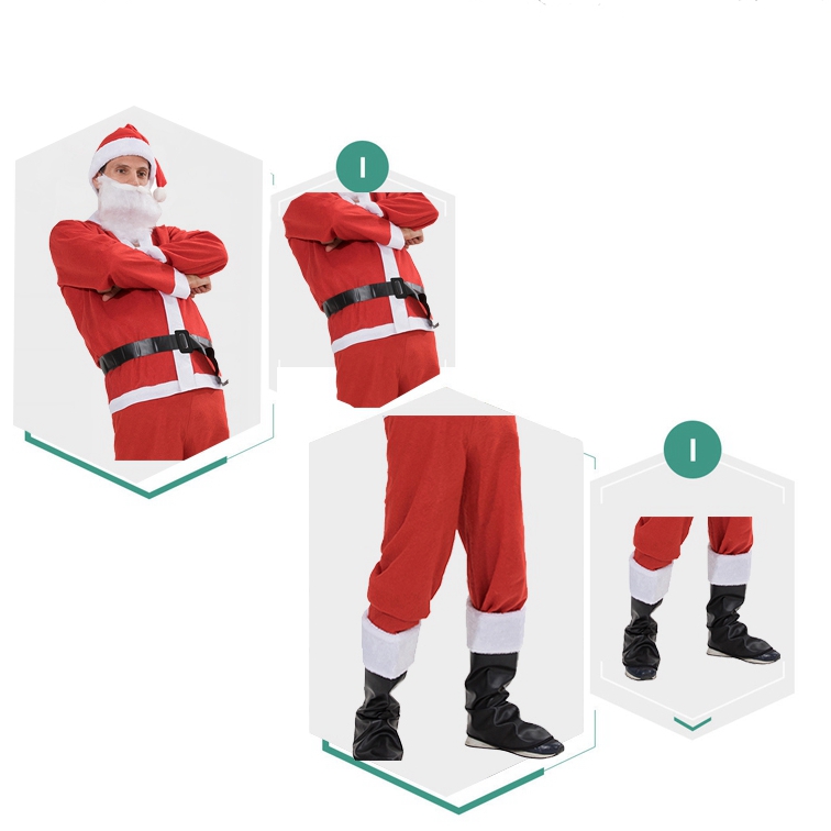 Polyester Luxury Velvet Santa Suit Adult Costume For Christmas Decoration