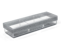 Plateau à salade rectangulaire en acrylique personnalisé avec 3 séparateurs, plateau de service transparent pour cuisine et restaurant