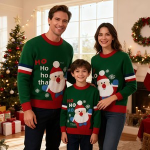 Custom Family Matching Christmas Sweater Knit Pullover Santa Claus <strong>Xmas</strong> <strong>Jumper</strong> OEM ODM Wholesale - Product Image 1