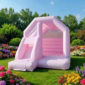 Château gonflable commercial blanc et <span class=keywords><strong>rose</strong></span> pour enfants, idéal pour les mariages - Product Image 1