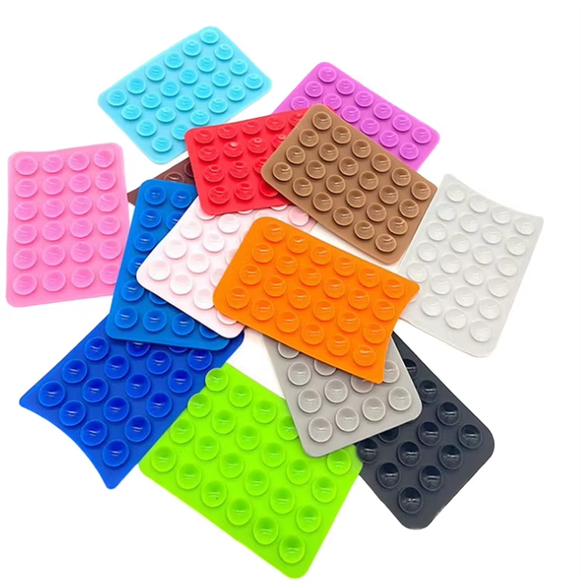 Silicone Suction Cup Phone Grip Non-Slip Sticky Phone Holder Adhesive Tape Mount Holder for Desk Wall Mirror and Mobile Devices