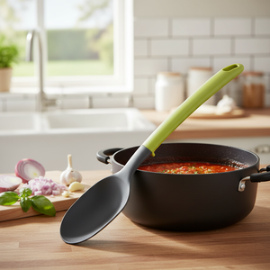 Oliva Line eco-friendly cucchiaio da cucina in acciaio inox e legno/plastica/PP manico per uso domestico cucina utensili Set - Product Image 3