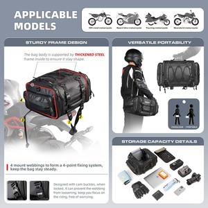 กระเป๋าหนังแท้แบบ unisex ขนาด 45 ลิตร รุ่น Saddle Bag  พร้อมโลโก้สั่งทำพิเศษ สำหรับใส่หมวกกันน็อคมอเตอร์ไซค์  กระเป๋าเดินทาง  ปรับแต่งได้  สำหรับนักขี่มอเตอร์ไซค์  ตัวอย่างสินค้าฟรี - Product Image 3