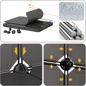 सरल रंग DIY प्लास्टिक 2 कॉलम और 7 परतों जूते रैक समायोज्य घन के साथ जूता भंडारण दरवाजे - Product Image 4