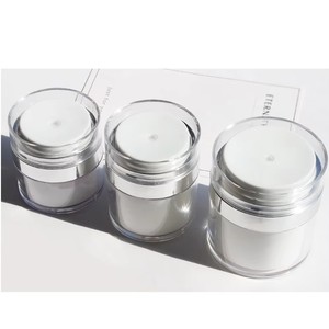 Bocaux en plastique ronds sous vide de 15/30/50/100 ml avec couvercle à vis, logo sérigraphié pour l'emballage de crème pour le visage et de lotion - Product Image 1