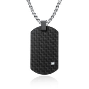 <span class=keywords><strong>Collier</strong></span> tendance en acier inoxydable style fibre de carbone géométrique avec pendentif plaque en zircon et placage or 18 carats - Product Image 2
