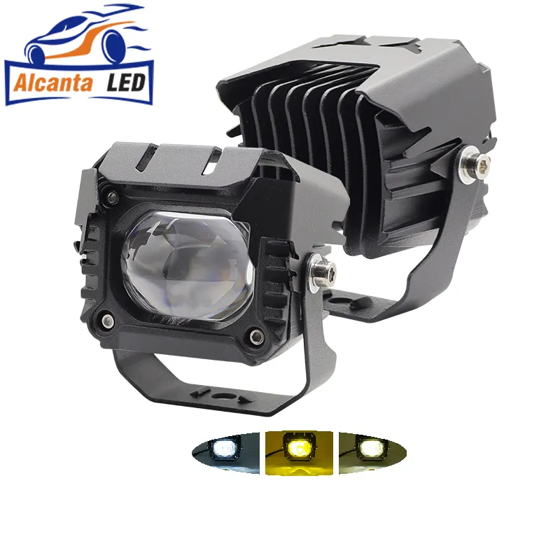 Holofote de motocicleta 20w, led, lâmpada auxiliar, feixe alto e baixo, para dirigir, lente, acessórios para motocicletas