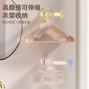 Extendable Wall Mounted <b>Clothes</b> Hanger <b>Storage</b> Rack For Adults And Kids With Adjustable Rod No Drilling Required - Product Image 4