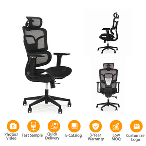 Chaise de bureau ergonomique moderne en maille PP avec accoudoir articulé 6D et soutien lombaire 3D adaptatif, chaise de bureau à domicile OEM - Product Image 2