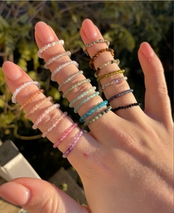 Bague délicate en pierres naturelles, perles facettées, empilable, faite à la main, élastique, personnalisable, vente en gros, OEM, ODM - Product Image 4