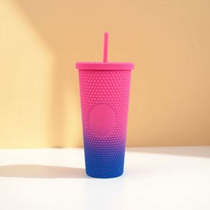 Wholesale Bulk Custom Tumbler Cup Logo Black Matte Boba Drink Tumblr Reusable 24oz <b>Plastic</b> Cold Cups Lid Straw Minimalist - Product Image 2