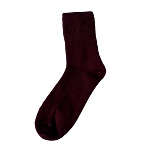 Wholesale <b>Men's</b> Burgundy Crew <b>Wool</b> <b>Socks</b> Solid Knitted Daily Wear - Product Image 3