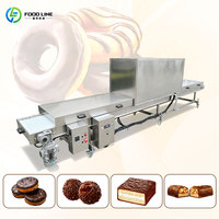 Machine de recouvrement automatique de chocolat mini et efficace, petite ligne d'enrobage de chocolat avec tunnel de refroidissement, machine de glaçage au chocolat