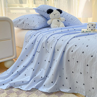 Parure de lit trois pièces personnalisable en gaze double couche brossée lavable pour dortoir étudiant, douce pour la peau