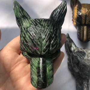 90 mét bán buôn động vật bức tượng nhỏ tinh thể thạch anh đá khắc Lớn Đầu Sói Mặt dây chuyền chạm khắc để bán - Product Image 5