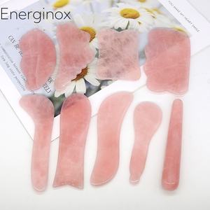 Energinox Natural Pink Kristall Jade Gua Sha Board Set Fuß massage Board Massage Roller Set - Product Image 1