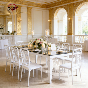 Events Dining Used White Metal Frame Banquet Hall <b>Party</b> <b>Table</b> Wedding - Product Image 6