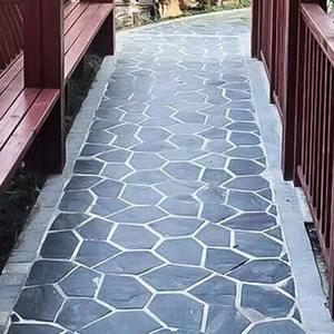 Dalles de pavage en ardoise naturelle fendue avec des fissures de glace, écologiques, durables, noires et rouillées pour la cour et le jardin de la villa - Product Image 4